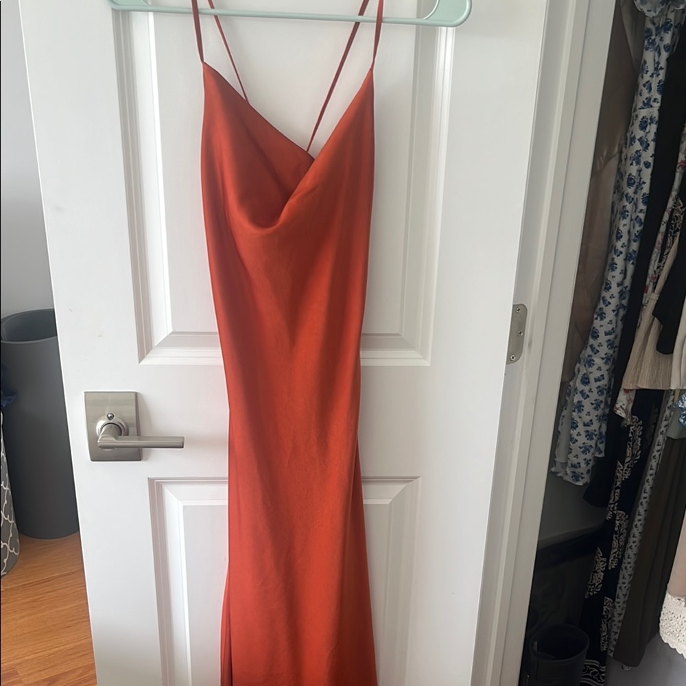 Nordstrom Orange Slip Dress Cowl Neck Backless